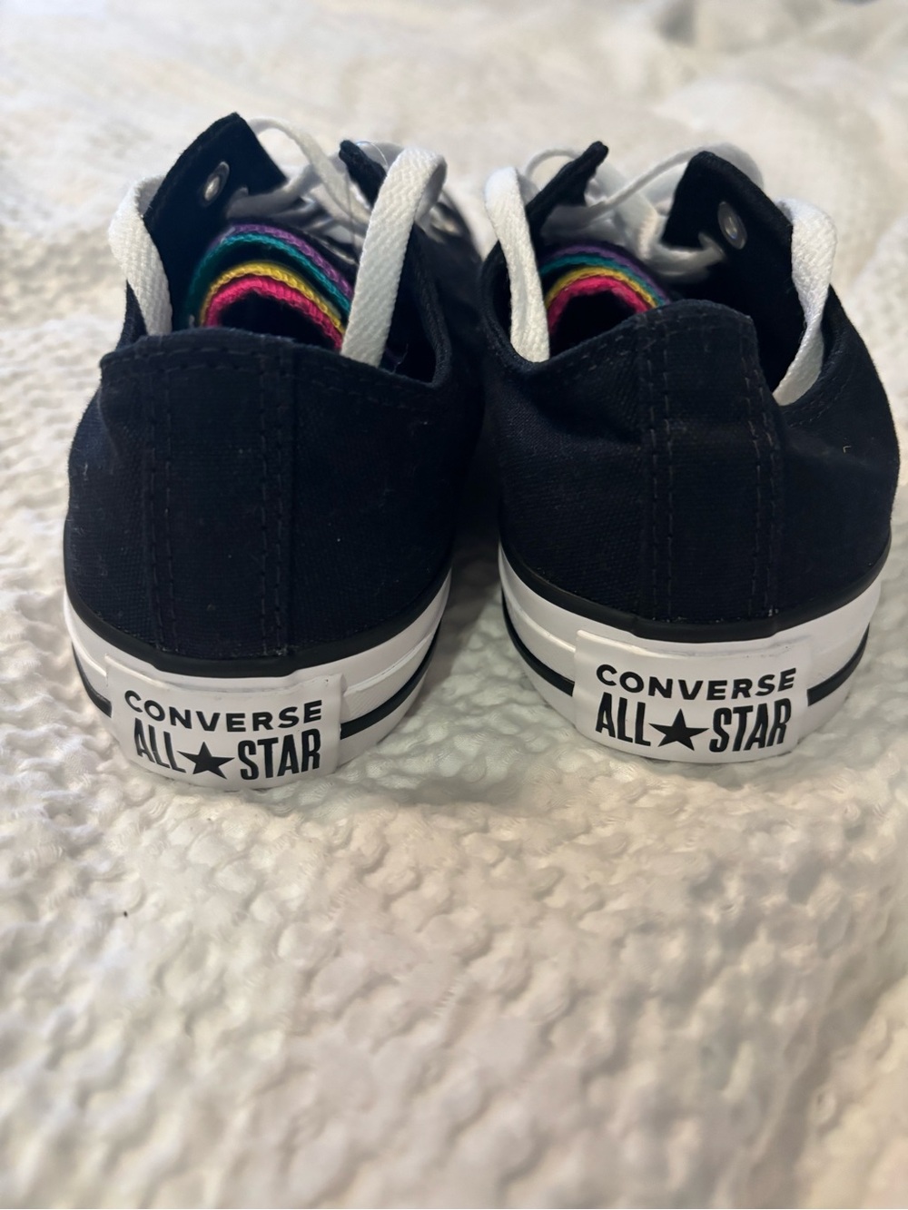 Converse unisex Black Canvas Low-Top Sneakers with colorful Accents - Picture 4 of 6
